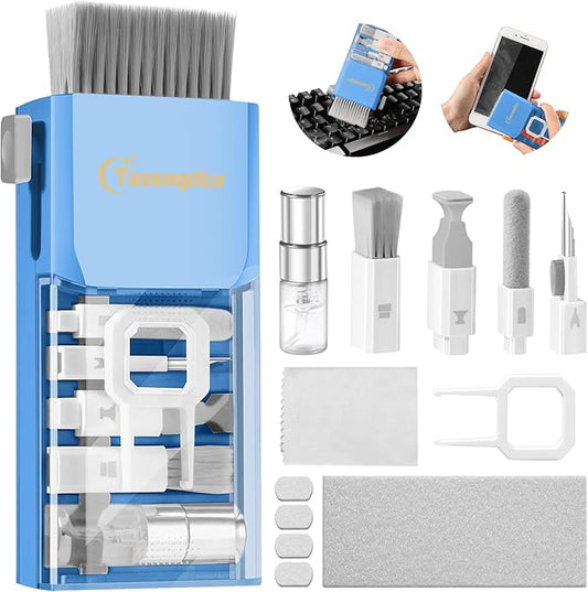 Tassmpitor Laptop Cleaning Kit, Keyboard Cleaning Kit with Spray and Wipe, Keyboard Cleaner for MacBook iPad Tablet iPhone Computer Camera Lens Airpods Earbuds, Mutitool Brush for Electronic Screen by Tassmpitor