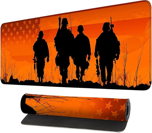 Mouse Pad, Large Anti-Slip with Stitched Edges Desk Mat Desktop Laptop Computer Desk Keyboard Mat,Table Protector Blotter Mat (Soldier, 31.5" x 11.8")
