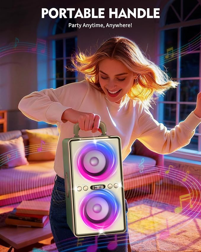 Bluetooth Speaker, 240W Peak Loud Party Speaker with Big Bass, 20H Playtime, TWS, BT5.3, Large Portable Wireless Boom Box with LED Light for Outdoor Backyard Beach Home (Leather Green)