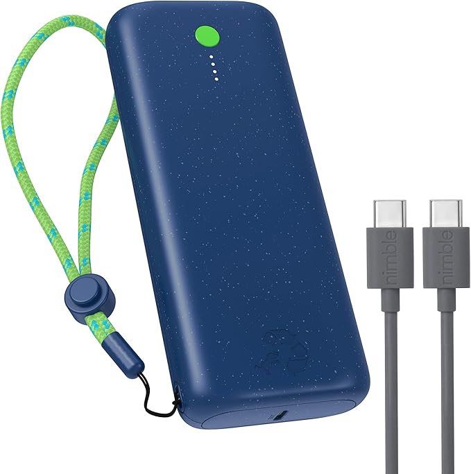 Nimble Champ Pro Portable Charger, 20,000mAh Power Bank with Cable, 65W Dual USB-C Fast Charging Battery Pack, Travel Essential Phone Power Bank for iPhone 17/16/15/14 Galaxy MacBook iPad Airpod Pixel