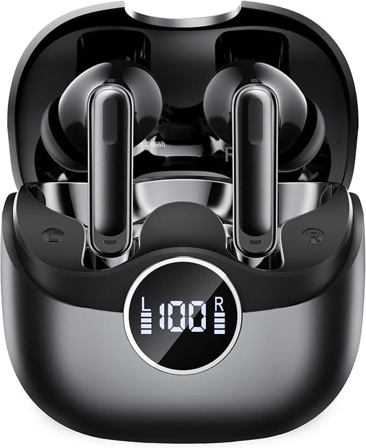 Wireless Earbuds, Bluetooth 5.4 Headphones in Ear with 4 ENC Noise Cancelling Mic, Wireless Earphones HiFi Stereo Deep Bass, in-Ear Bluetooth Earbuds LED Display Waterproof