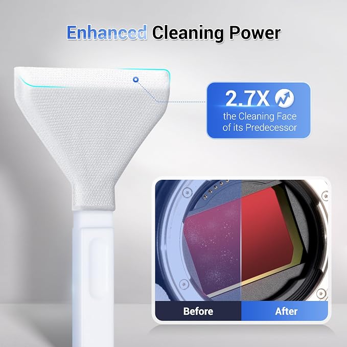 Upgraded Camera Sensor Cleanning Kit with Bright Built in Light Cleaner Handle & 10PCS 24MM Full Frame Sensor Cleaning Swabs & Sensor Cleaning Solution for Full-Frame Sensor CCD and CMOS Sensors Clean - Image 5