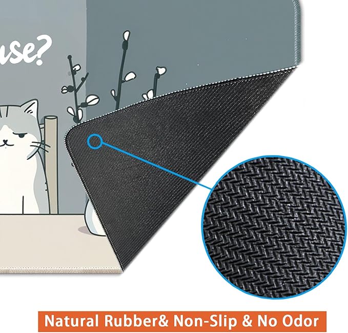 Desk Pad Protector, Office Desk Mat, Large Mouse Pad, Non-Slip Desk Blotter, 23.6x11.8 inch, Grey Cat Pattern