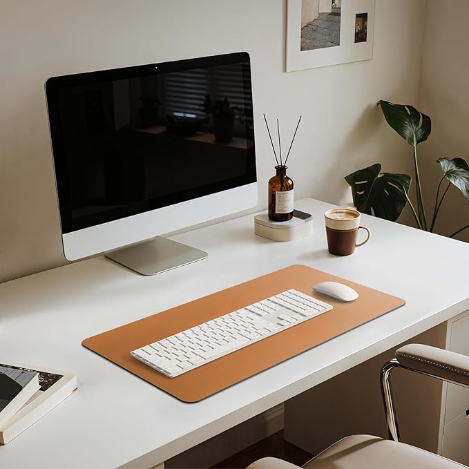 Jotsome Leather Desk Pad Mat, Non-Slip Desk Blotter Pad - Desk Protector for Office, Home, Laptop, and Desktop (Tan, 24" x 14")