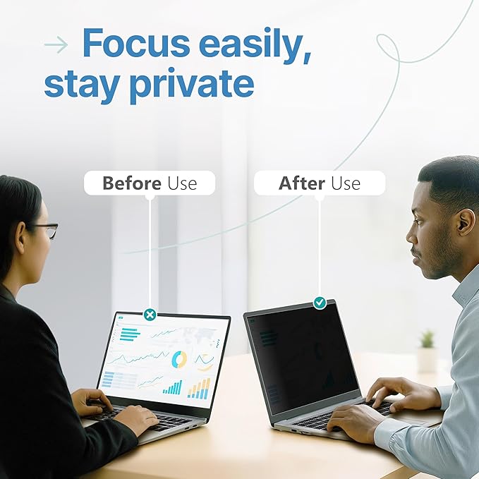 VINTEZ 14 Inch 16:10 Privacy Screen for Computer Monitor and Laptop - Anti Glare Protector Film Blue Light Filter Eye Protection - Computer Screen Privacy Shield