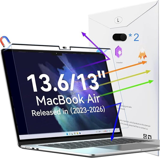 Peslv Magnetic Anti Blue Light Screen Protector for MacBook Air 13.6/13 Inch (2022-2026, M2, M3, M4, M5), Removable Glare Filter for 13.6" Mac Laptop Computer