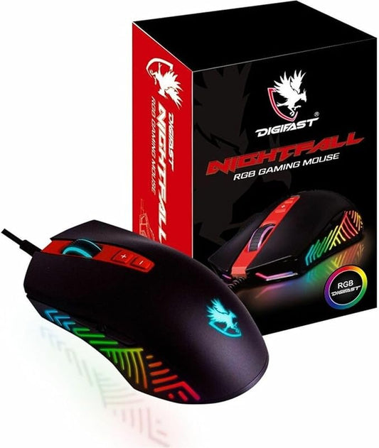 Nightfall NF15 RGB High Performance Wired Gaming Mouse, RGB, Adjustable Weight, 60 Million Click Durability, 7 Programmable Buttons, Dynamic RGB, DPI Switching, Customizable Color (Black)