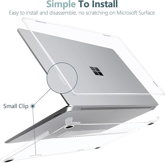 Batianda Premium Crystal Case for Microsoft Surface Laptop 13.8-inch Touchscreen 2024 (7th Edition) Lightweight Durable Scratch-Resistant Easy Install, with Keyboard Cover & Screen Protector, Clear