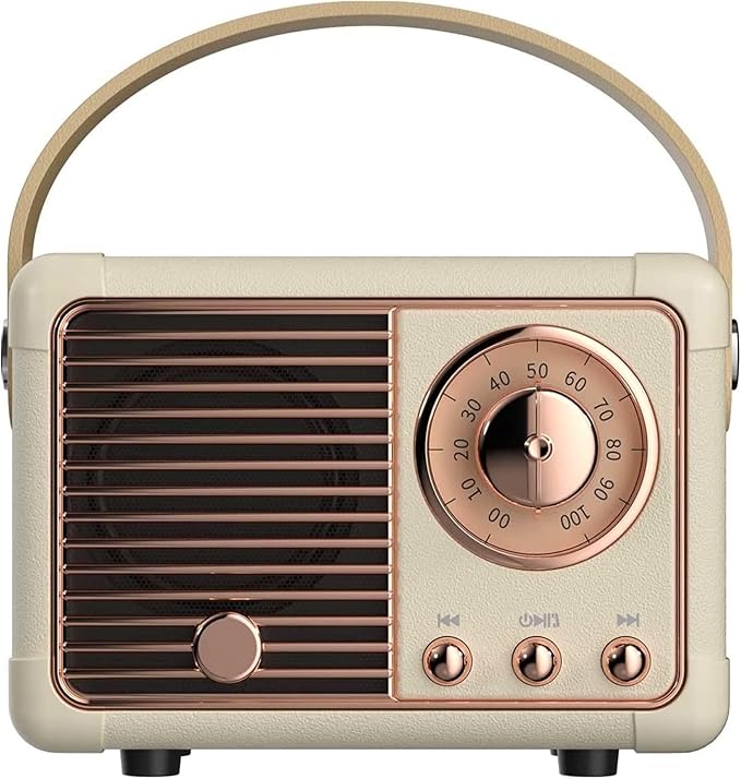 Retro Bluetooth Speaker, Portable Wireless Speaker with Crystal Clear Stereo Sound Rich Bass, Vintage Decor, Birthday Gifts for Women Teenage (Beige)