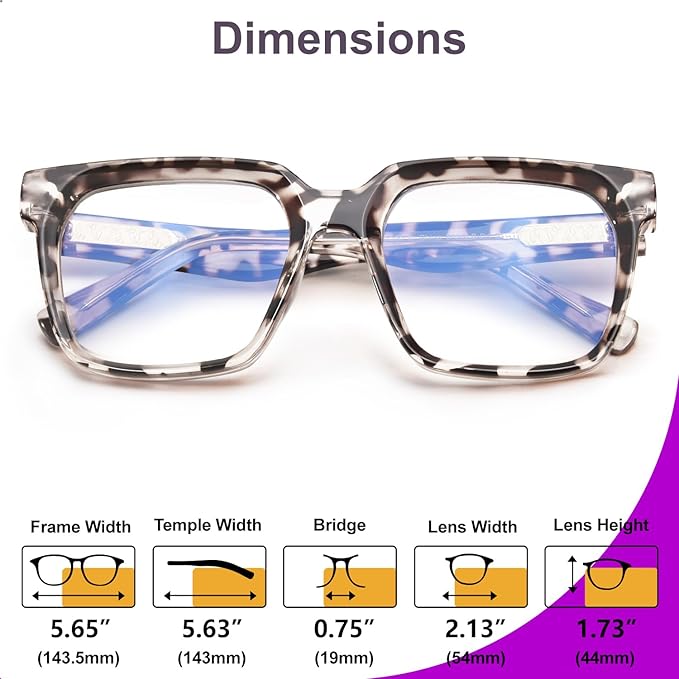 VISOONE Rectangle TR90 Blue Light Blocking Glasses Computer Eyewear with Preppy Look for Women and Men Cougar