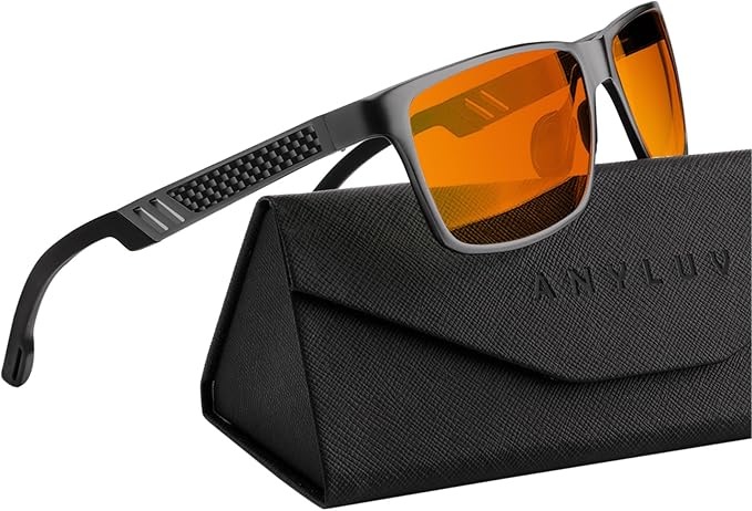 ANYLUV Blue Light Blocking Glasses Men Computer Gaming Glasses Lightweight Al-Mg Metal Anti Eyestrain Eye Protection