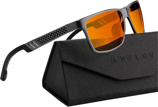 ANYLUV Blue Light Blocking Glasses Men Computer Gaming Glasses Lightweight Al-Mg Metal Anti Eyestrain Eye Protection