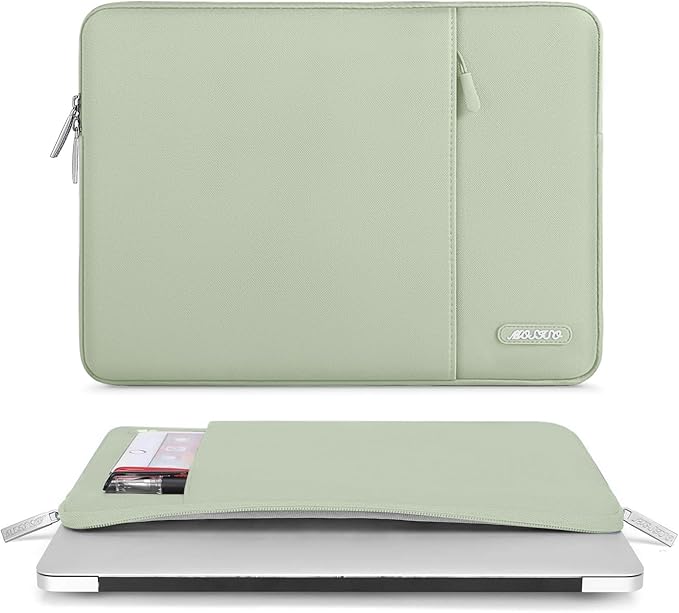 MOSISO Laptop Case 15 inch, 15 inch Laptop Sleeve Compatible with MacBook Air M5 A3448 M4 A3241 M3 A3114 M2 A2941 2026-2023, Dell XPS, Polyester Vertical Computer Sleeve Bag with Pocket, Sage Green