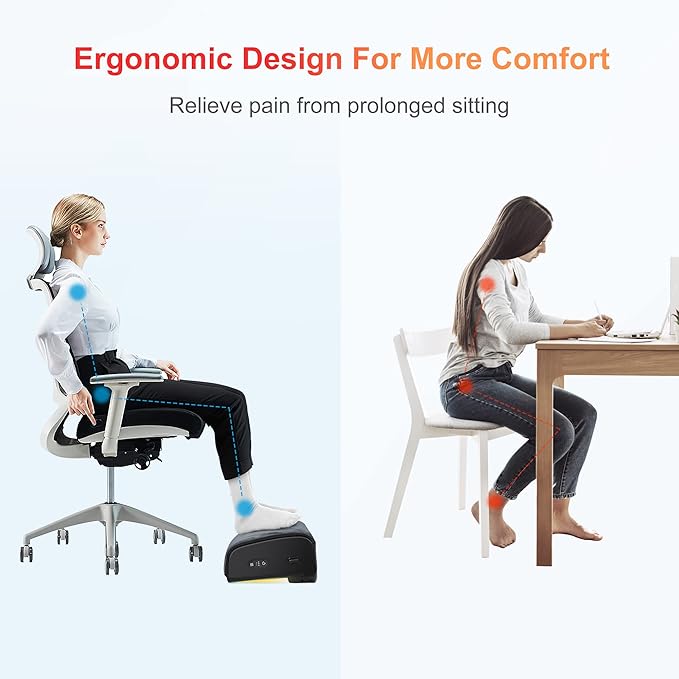 Comfier Foot Rest Under Desk at Work with Heat,Foot Warmer,Adjustable Height Foot Stool Under Office Desk, Memory Foam Foot Stools for Back Pain Relief,Foot Stand,Gift