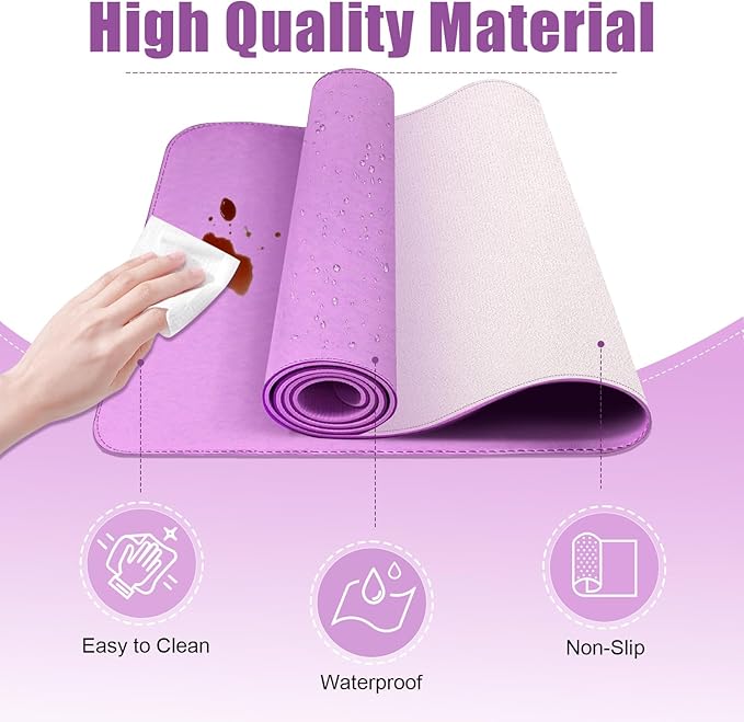 Leather Desk Pad Protector, 39.4'' X 17'' Large Mouse Pad, Office Desk Mat, Non-Slip PU Leather & Suede Base Desk Blotter, Laptop Desk Pad, Desktop Mat for Office Home, Lilac