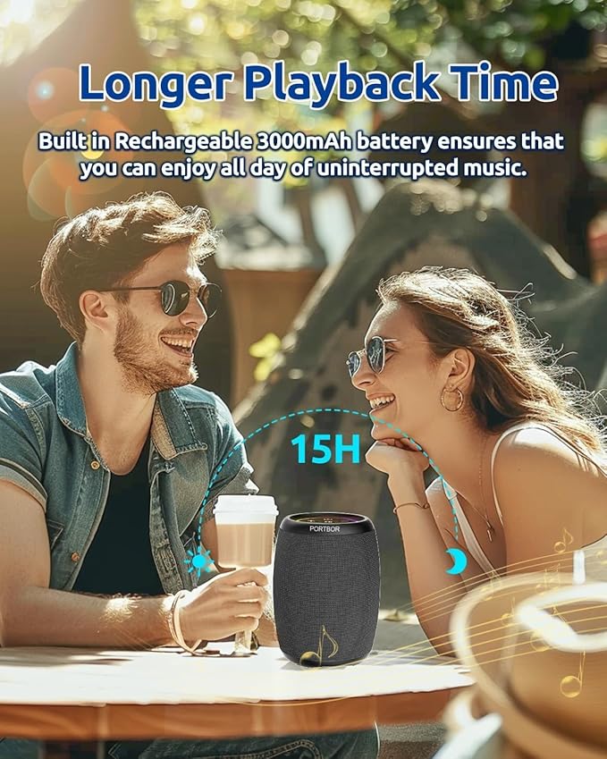 Bluetooth Speaker, Portable Wireless, Powerful Stereo Sound, IPX5 Waterproof, 15H Playtime, BT5.3, TWS Surround Pairing, Electronics Gadgets for Outdoor/Home/Party/Travel/Beach/Shower, Birthday Gifts