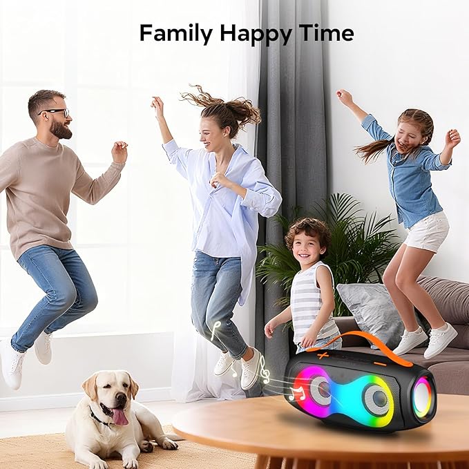 TENMIYA Portable Bluetooth Speaker,IPX5 Waterproof WirelessSpeaker with Dynamic Lights,TWS Pairing to 40W StereoSound,Bluetooth 5.0,20HPlaytime,Outdoor/Home SmallSpeakers as Gifts forTeens or Women
