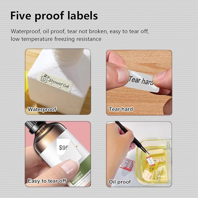 P15 Portable Bluetooth Label Maker Machine Versatile App with 1000+ Templates, Inkless Printer for Home, Kitchen, School, Office Organization, with 1 Waterproof Label, White