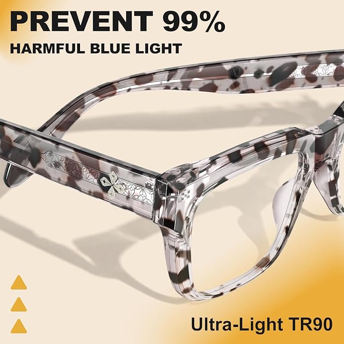 VISOONE TR90 Square Blue Light Blocking Glasses Fashion Computer Eyewear for Women and Men RANDI