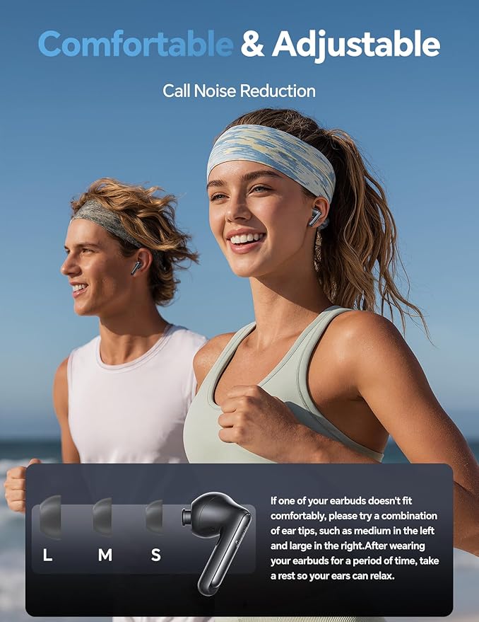 Wireless Bluetooth Earbuds: 13mm Drivers Hi-Fi Deep Bass, 30H Playtime, Touchscreen Control, Mic for Calls, IPX5 Water-Resistant, Comfortable Fit, Birthday Gifts for Adults/Teens/Men, Black