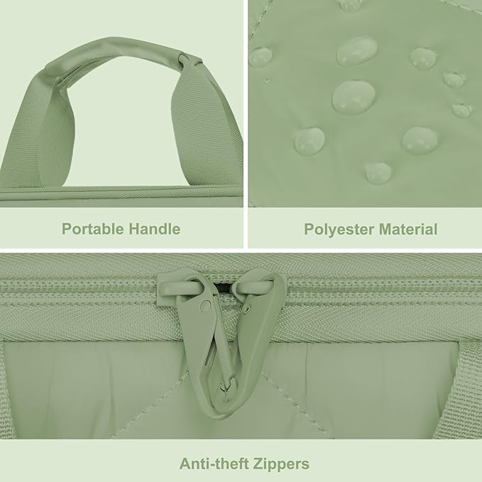 MOSISO 360 Protective Laptop Shoulder Bag, 13-13.3 inch Double Layer Fluffy Padded Laptop Bag with Anti-theft Zipper Compatible with MacBook, HP, Dell, Lenovo, Asus Notebook, Antique Green