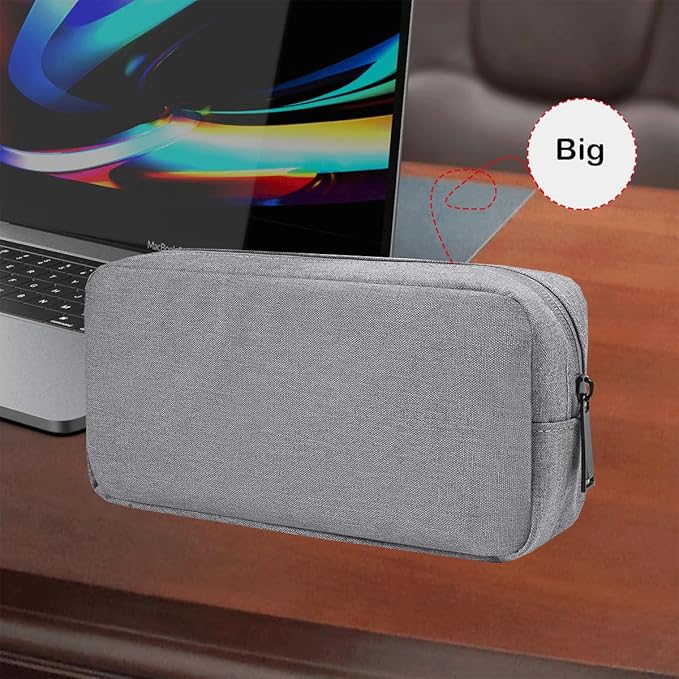 Electronic Cable Organizer Bag, Travel Accessories Carry Case Portable Waterproof Electronics Organizer Case for Cable, Cord, Charger, Phone, Power Bank, Earphone (Big-Light Grey)