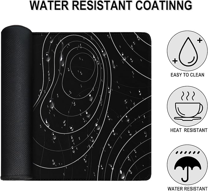 Gaming Mouse Pad, 31.5" x15.7" Large Mat with Superior Micro-Weave Cloth, Water Resist Keyboard Mousepad with Non-Slip Base, Laptop Pad for Office Home Gaming, Black White Line