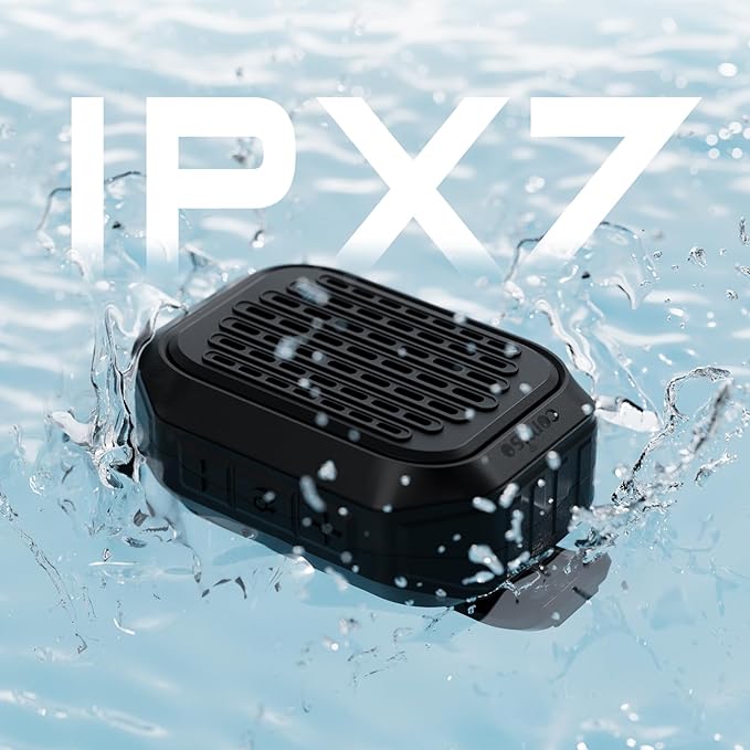 comiso Wearable Bluetooth Speaker, IPX7 Waterproof, Clip-On Portable Wireless Speaker, 10H Playtime, Built-in Mic for Hands-Free Calls, Running, Cycling, Outdoor (Black)
