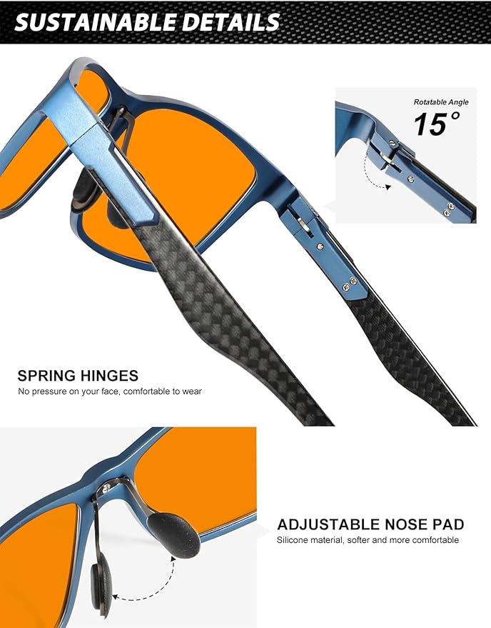 ANYLUV Carbon Fiber Reading Glasses for Men Women, Blue Light Blocking Computer Readers, Anti Glare Spring Hinge