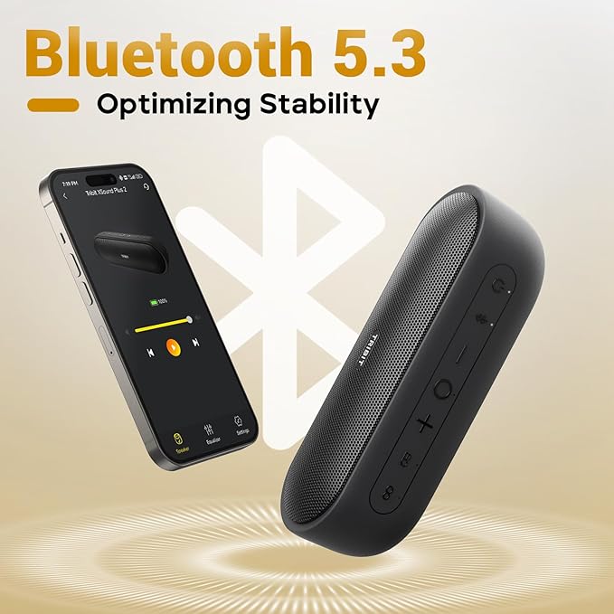 Tribit Portable Bluetooth Speaker XSound Plus 2, Wireless Speaker 30W with XBass, IPX7 Waterproof, 24-Hour Playtime, Stereo Sound, Built-in Mic, Bluetooth 5.3 for Party, Car, Travel