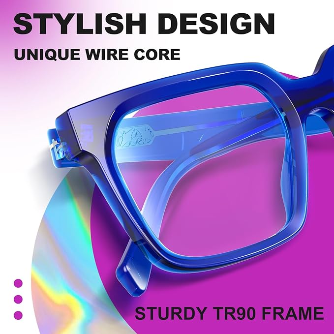 VISOONE Rectangle TR90 Blue Light Blocking Glasses Computer Eyewear with Preppy Look for Women and Men Cougar
