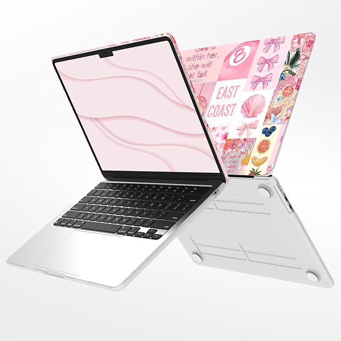 G JGOO Compatible with MacBook Air 13 inch Case 2026 2025-2022 M5 A3449 M4 A3240 M3 A3113 M2 A2681, Plastic Hard Shell for MacBook Air 13.6 inch Case +Keyboard Cover+Screen Protector, Pink Collage
