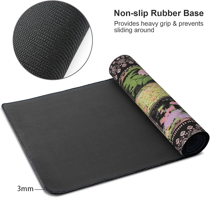 Floral XXL Large Mouse Pad - Anti-Slip Desk Mat with Stitched Edges for Women, Office & Home, Cute Aesthetic Desk Pad for Computer, Keyboard & Laptop