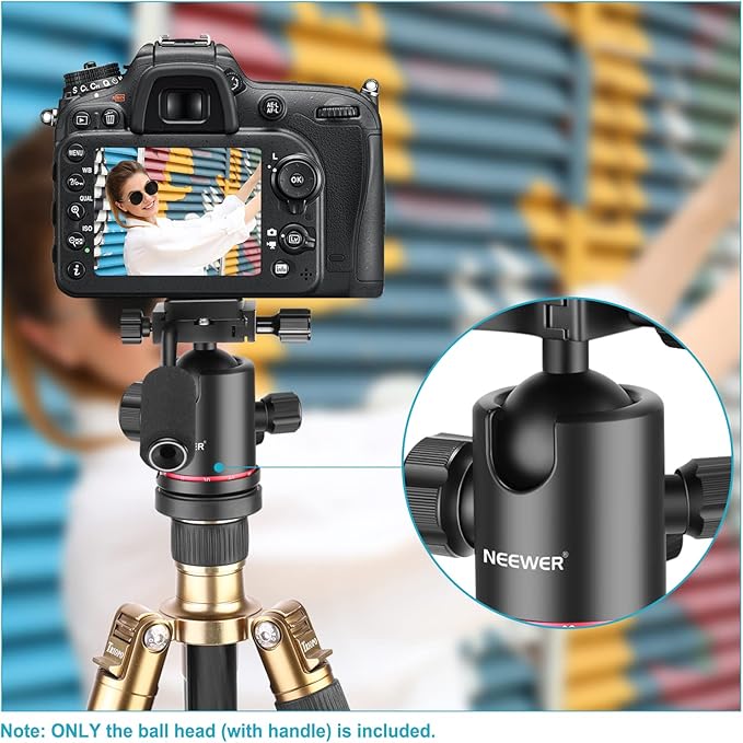 Neewer Heavy Duty Camera Tripod Ball Head with Handle and 1/4 inch Quick Shoe Plate, 360 Degree Panoramic Head for Tripod, Monopod, Slider, DSLR Camera, Camcorder, Load up to 17.6 pounds/8 kilograms - Image 7