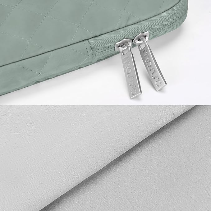 MOSISO Laptop Case 13.3 inch, 13-13.3 inch Laptop Sleeve Compatible with MacBook Air/Pro 13 / Pro 14, HP Dell Acer ASUS Lenovo,Square Quilted Vertical Computer Bag with Pocket&Small Case,Antique Green