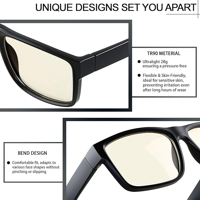 ANDWOOD Blue Light Blocking Glasses Men Women Computer TV Gaming AR Coatings Lens Improve Sleep Naturally Producing Melatonin