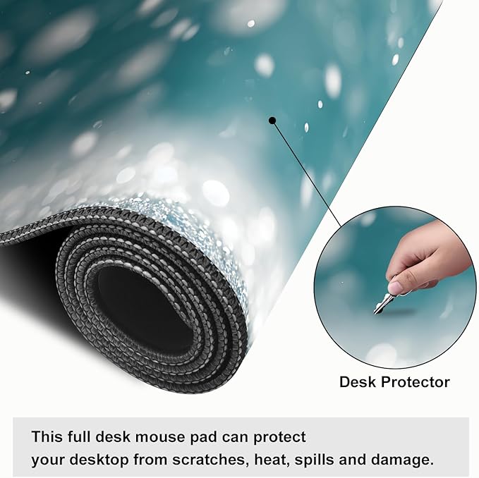 Mouse Pad, Large Anti-Slip with Stitched Edges Desk Mat Desktop Laptop Computer Desk Keyboard Mat,Table Protector Blotter Mat (Two Snowman, 31.5" x 11.8")