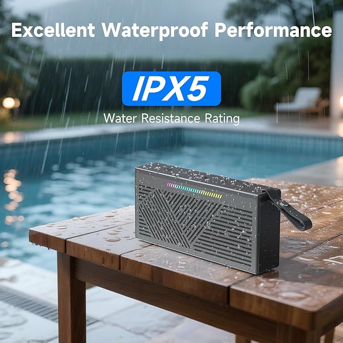 Bluetooth Speaker Wireless Portable IPX5 Waterproof for Home Party Outdoor Beach, Black