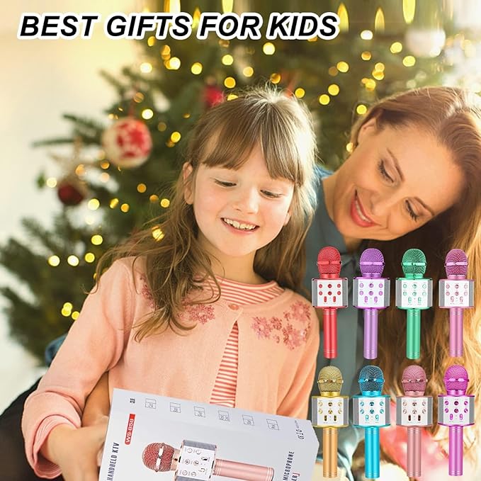Niskite Kids Karaoke Microphone for Singing: Bluetooth Karaoke Microphone Wireless - Perfect Christmas Birthday Gifts for 2 3 4 5 6 7 8 Year Old Girls Toys