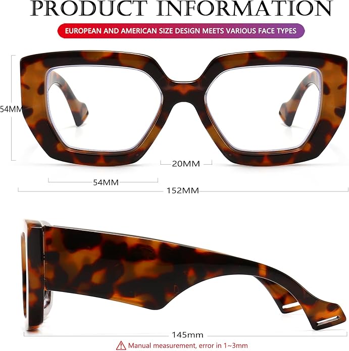 AIEYEZO Thick Frame Blue Light Glasses Men Women, Fashion Square Computer Eyeglass Anti Eyestrain & Prevent Headache