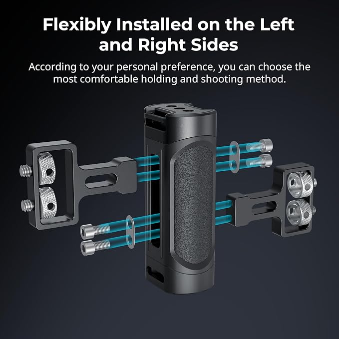 SMALLRIG Mini Camera Side Handle with NATO and 1/4"-20 Screws Installation Options, for Left and Right Hand, with 1/4"-20 Threaded Holes, Wrist Strap Holes, Cold Shoe, Up and Down Adjustable - Image 2
