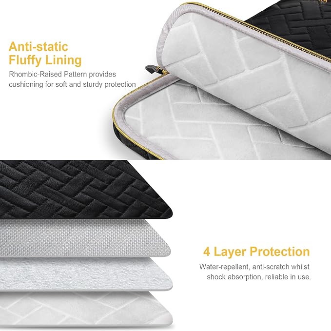 Lacdo Laptop Sleeve Case for 15 inch New MacBook Air M5/A3448 (2026), M4 A3241 2025, M3 A3114, M2 A2941 2024-2023, 15 inch MacBook Pro A1990 A1707 Computer Bag with Accessory Pocket, Elegant Black