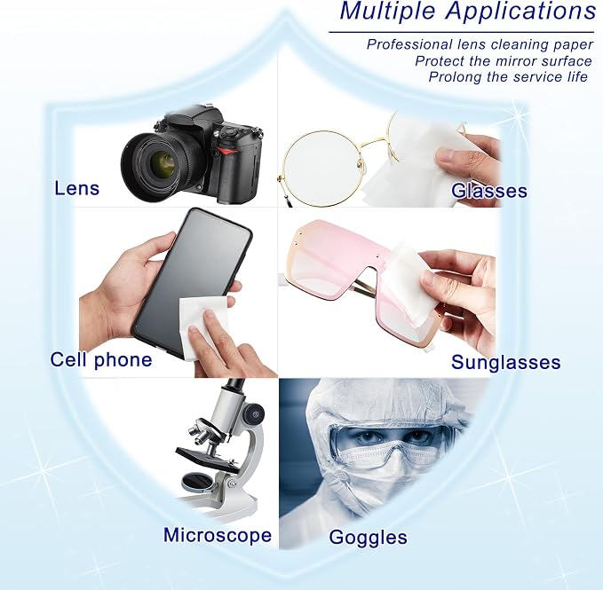 500 Pieces Lens Cleaning Paper Tissue and 2 Double Sided Cleaning Cloth-Lens Cleaning Paper for Camera Lenses, Microscopes, Computer Screens, Magnifiers, Glasses, 10 Booklets - Image 4