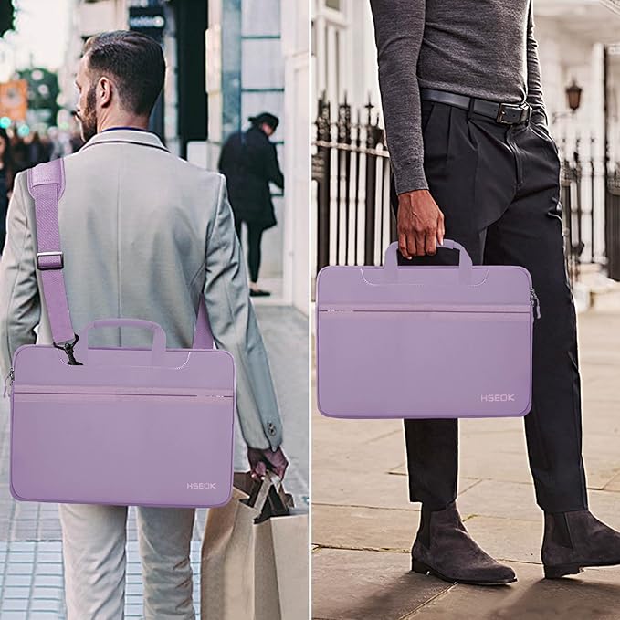 Hseok Laptop Shoulder Bag 13-14 inch Shockproof Water-Resistant HandBag with Small Case Compatible with MacBook Pro/Neo 14" M5/M4/M3/M2/M1, Mac Air/Pro 13.3", XPS 13/14, Most 13"-14" PC,Purple
