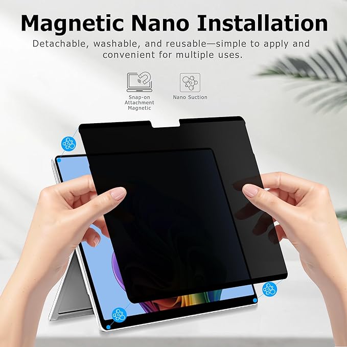Adeway Privacy Screen Protector for Surface Go 4/3/2/1 10.5 Inch, Magnetic Nano, Anti-Spy, Removable, Blue Light & UV Blocking, Anti-Glare