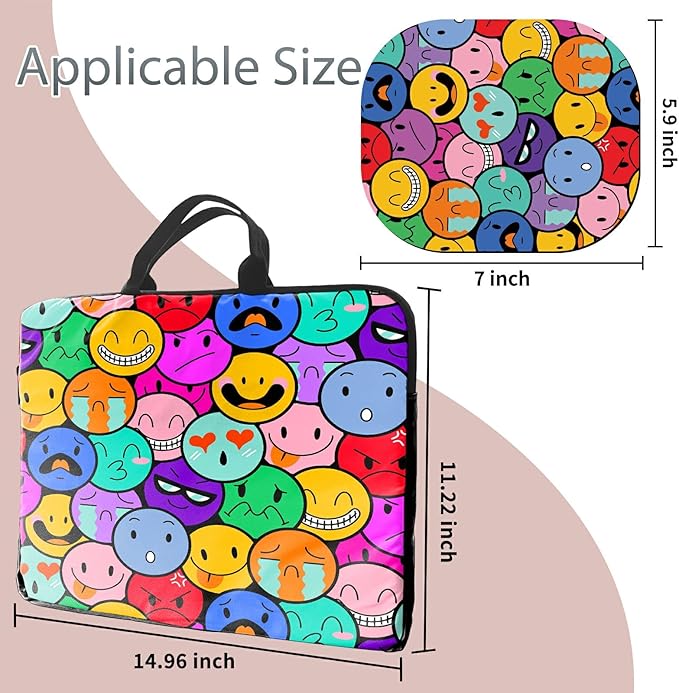 Laptop Sleeve Case 15 inch Plus Cute Mousepad, Colorful Smile Faces Slim Carrying Case Durable Handbag Protective Travel Laptop Bag for 13-15 inch Tablet,Laptop, Ultrabook Notebook