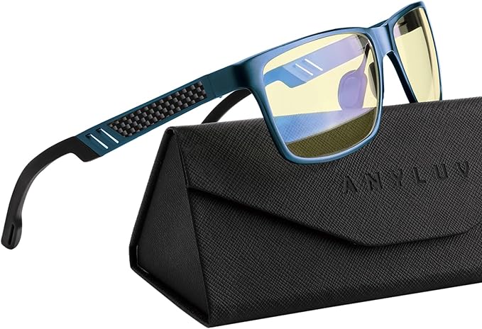 ANYLUV Blue Light Blocking Glasses Men Computer Gaming Glasses Lightweight Al-Mg Metal Anti Eyestrain Eye Protection