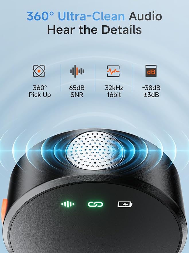 Wireless Lavalier Microphone for iPhone 15/16 & Android with USB-C Plug-Play, Mini Microphone with Noise Reduction, 360° Pickup, 36H Charging Case for Video Recording,Live Streaming, YouTube, TikTok