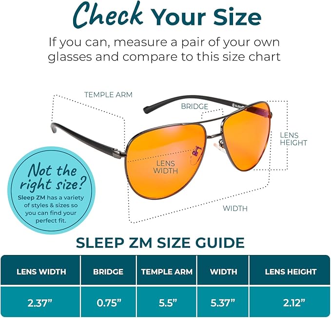Sleep ZM Blue Light Blocking & Light Sensitivity Glasses - 8 Lens Types for Comfort, Relaxation, Sleep & Relief - 50+ Styles
