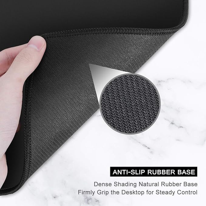 Auhoahsil Large Mouse Pad, Full Desk XXL Extended Gaming Mouse Pad 35" X 15", Waterproof Desk Mat w/Stitched Edges, Non-Slip Laptop Computer Keyboard Mousepad for Office and Home, White Marble Design